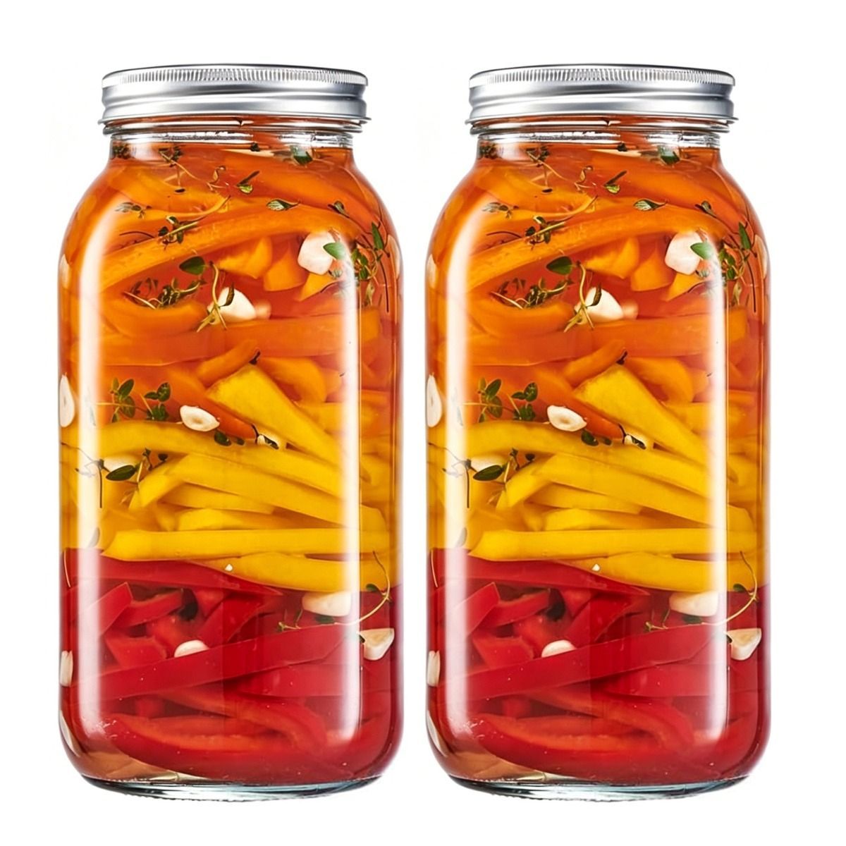 large capacity food storage jar, food-grade glass jar, airtight storage jar, pickle jar, grain storage, snack storage, tea storage, pantry organisation, Australian kitchen - Clear - Size 64oz-2pcs