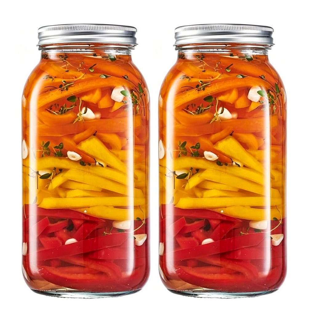 large capacity food storage jar, food-grade glass jar, airtight storage jar, pickle jar, grain storage, snack storage, tea storage, pantry organisation, Australian kitchen - Clear - Size 64oz-2pcs