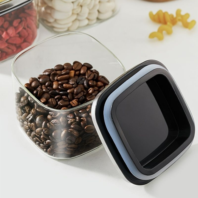 airtight storage jars, coffee bean jars, stainless steel lid, glass jars with lids, square canisters, pantry organisation, kitchen storage Australia - Clear - Size 2pcs-1000ml