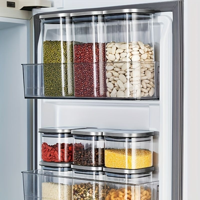 airtight storage jars, coffee bean jars, stainless steel lid, glass jars with lids, square canisters, pantry organisation, kitchen storage Australia - Clear - Size 2pcs-1000ml