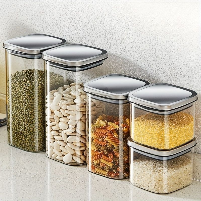 airtight storage jars, coffee bean jars, stainless steel lid, glass jars with lids, square canisters, pantry organisation, kitchen storage Australia - Clear - Size 2pcs-1000ml