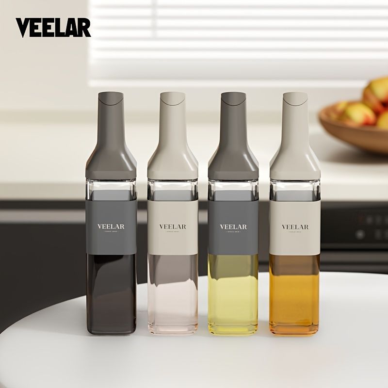 automatic opening glass bottles, oil bottles, condiment bottles, kitchen storage, soy sauce bottles, vinegar bottles, Australian kitchen - Gray - Size 500ml