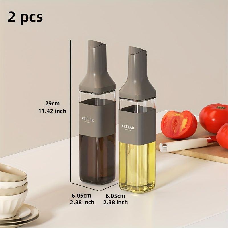 automatic opening glass bottles, oil bottles, condiment bottles, kitchen storage, soy sauce bottles, vinegar bottles, Australian kitchen - Gray - Size 500ml