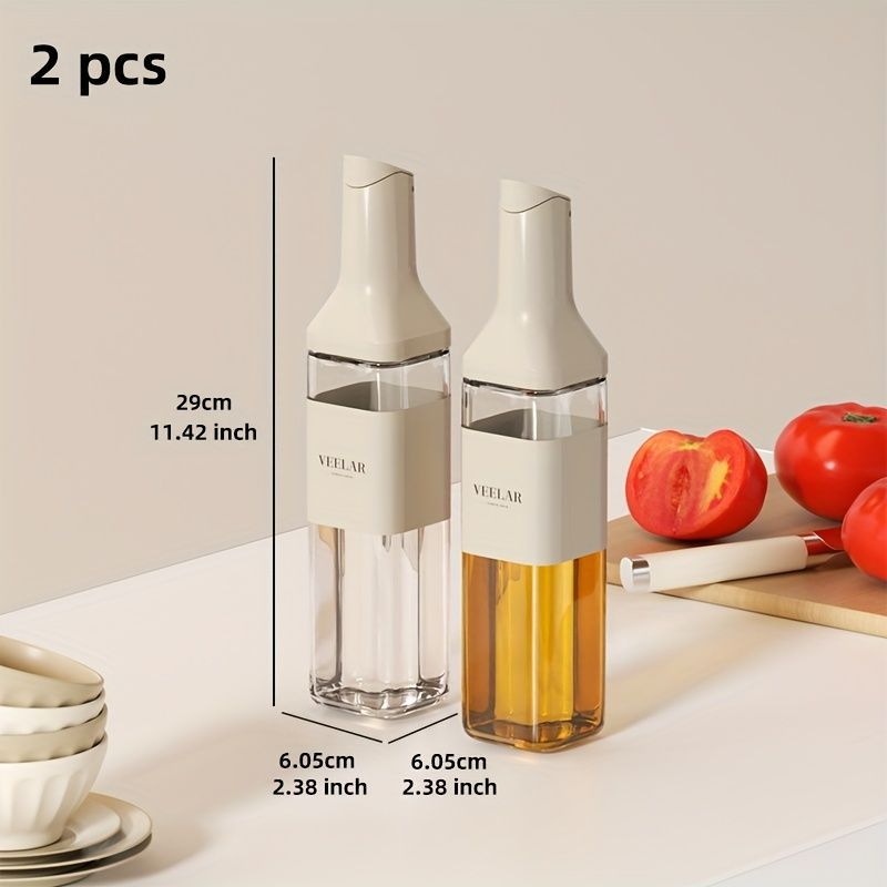 automatic opening glass bottles, oil bottles, condiment bottles, kitchen storage, soy sauce bottles, vinegar bottles, Australian kitchen - Gray - Size 500ml