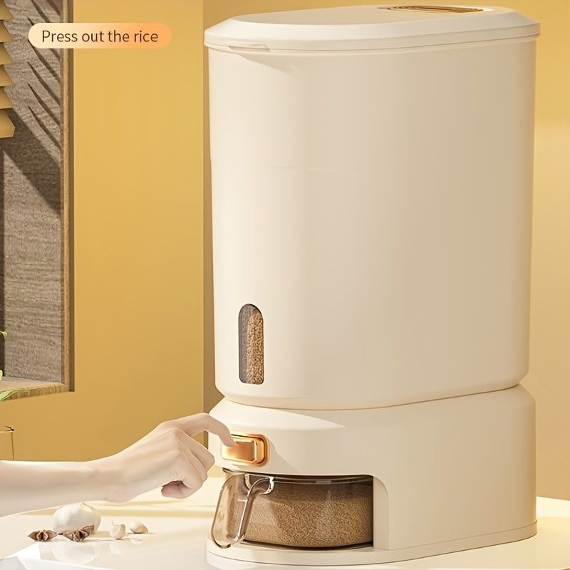 large capacity rice dispenser, measuring cup, time scale, plastic grain storage container, sealed food storage, insect proof food storage, moisture proof food storage, flour storage, pet food storage, Australian kitchen - gray and transparent - Size 20L
