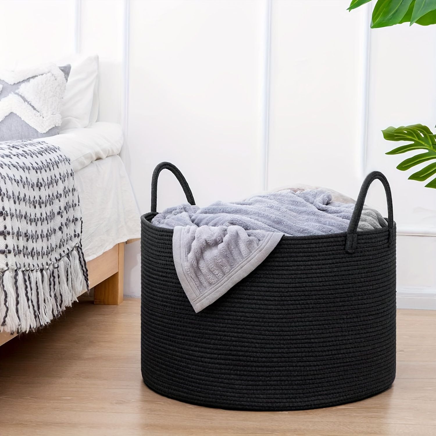 woven laundry basket, durable laundry basket, spacious laundry hamper, stylish laundry storage, Australian home organisation, multi-purpose storage basket, ergonomic handles, decorative laundry bin