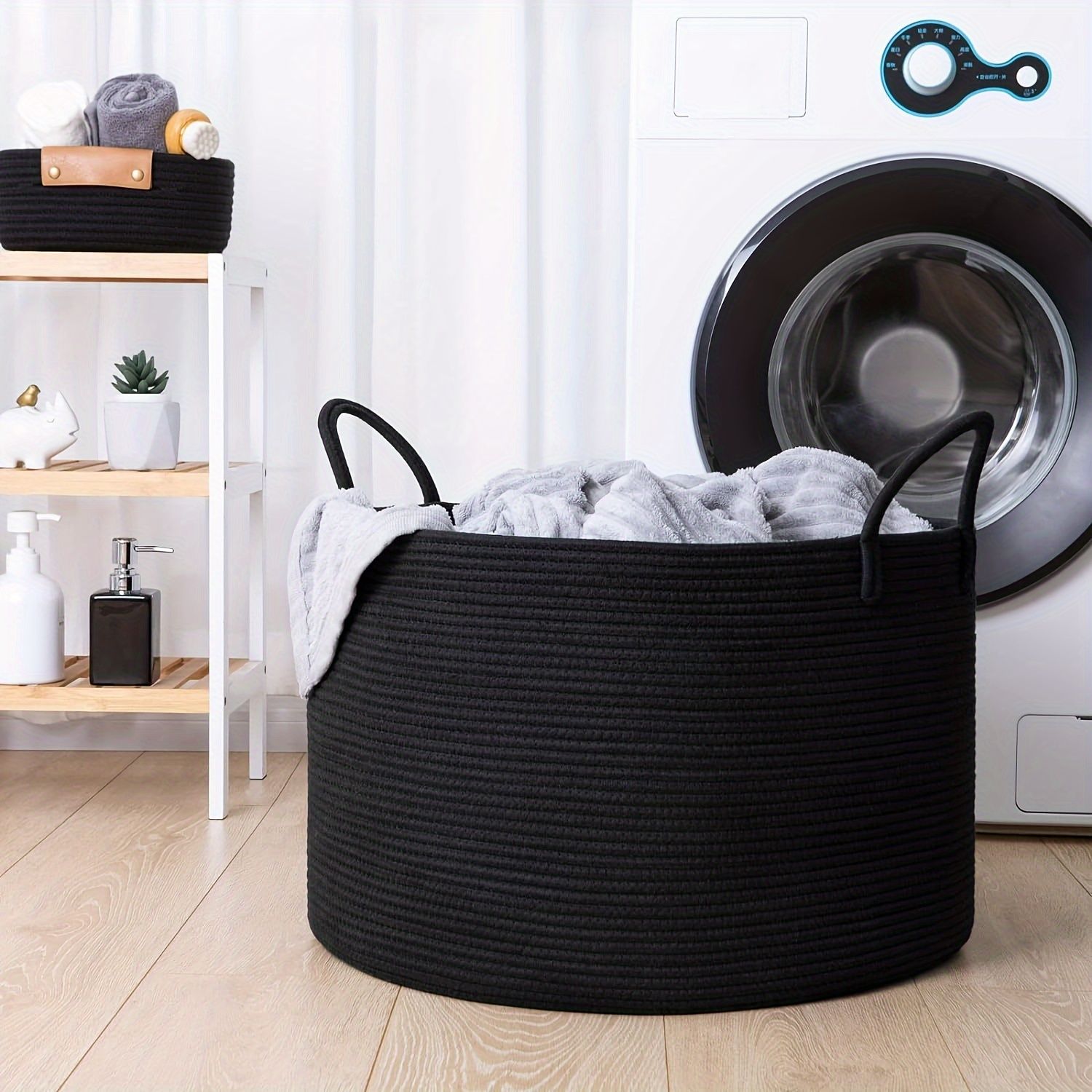 woven laundry basket, durable laundry basket, spacious laundry hamper, stylish laundry storage, Australian home organisation, multi-purpose storage basket, ergonomic handles, decorative laundry bin