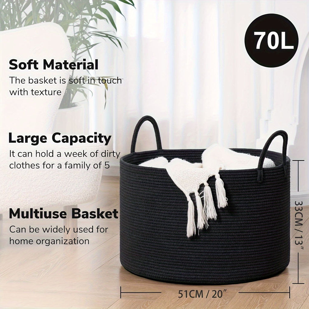 woven laundry basket, durable laundry basket, spacious laundry hamper, stylish laundry storage, Australian home organisation, multi-purpose storage basket, ergonomic handles, decorative laundry bin