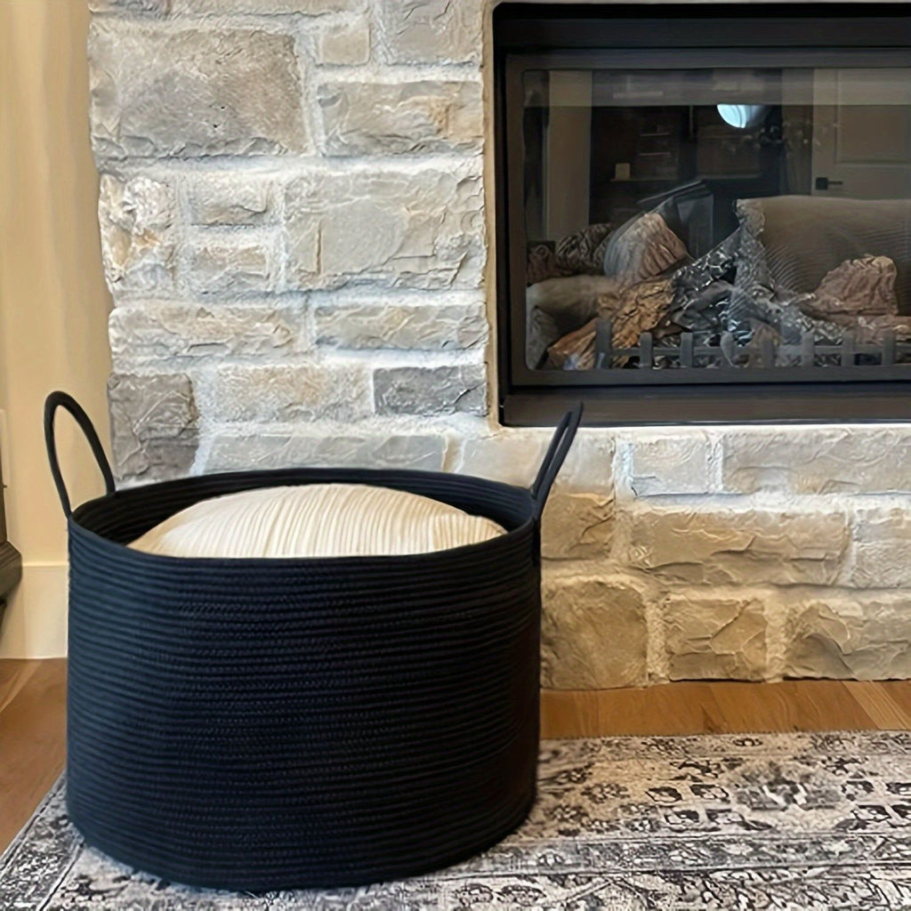 woven laundry basket, durable laundry basket, spacious laundry hamper, stylish laundry storage, Australian home organisation, multi-purpose storage basket, ergonomic handles, decorative laundry bin