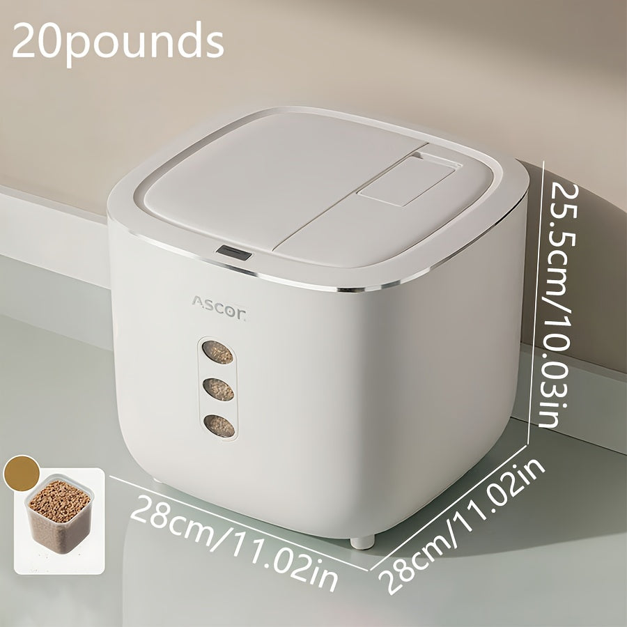 10LB Sealed Pet Food Storage Container | Heavy-Duty Square PP Dispenser with Flip Lid, Easy to Clean, Suitable for Kitchen Pantry