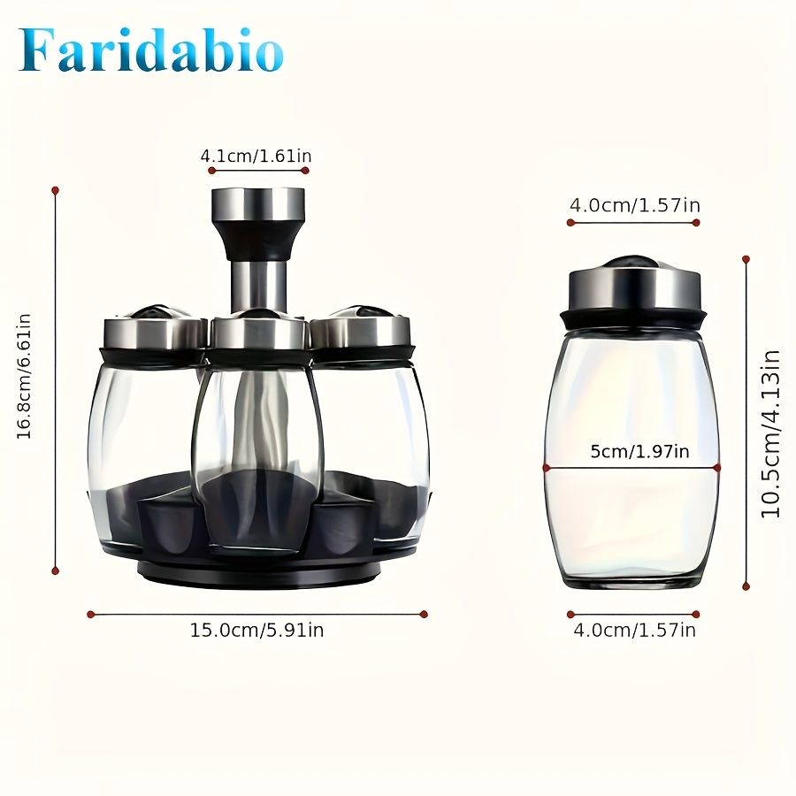 7 pieces rotating base spice dispenser, kitchen supplies, spice dispenser set, including salt, pepper and sugar dispenser - perfect for kitchen storage and organization