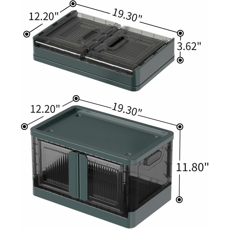 Plastic Storage Box, 32L Foldable Storage Box, With Lid And 4 Stackable Wheels, For Clothes Toys, Kitchen Storage,