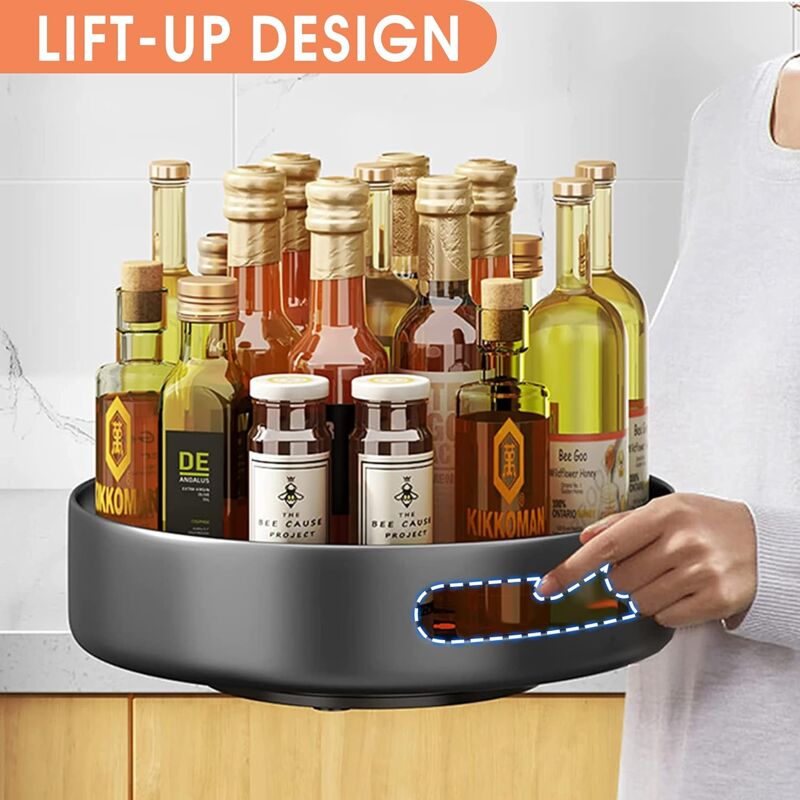 Turntable,Metal Steel ROtating Shelf Lazy Susan Kitchen Cupboard For Kitchen Storage,Cupboard Storage,25.4Cm,Black