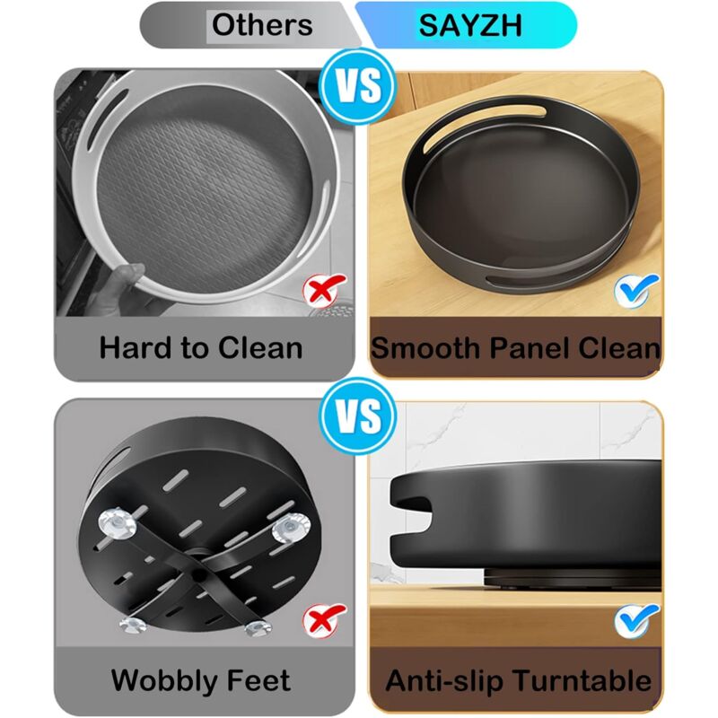 Turntable,Metal Steel ROtating Shelf Lazy Susan Kitchen Cupboard For Kitchen Storage,Cupboard Storage,25.4Cm,Black