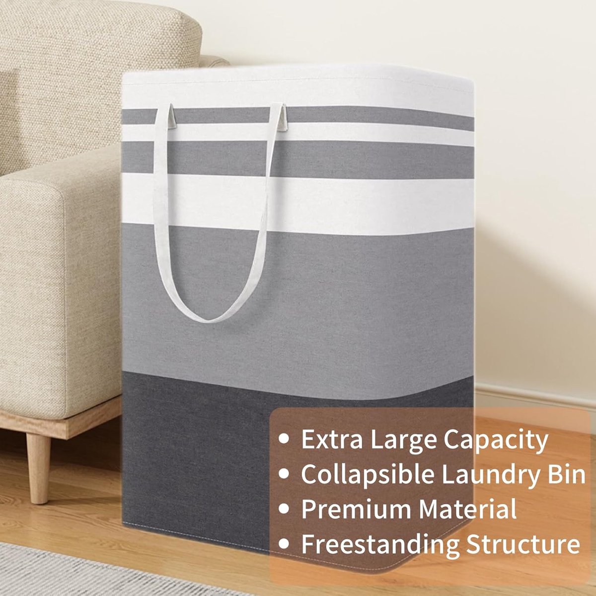 Foldable laundry basket - Large capacity laundry bag - Laundry basket with handles - Laundry hamper for dirty laundry - Suitable for bedroom, bathroom, dormitory