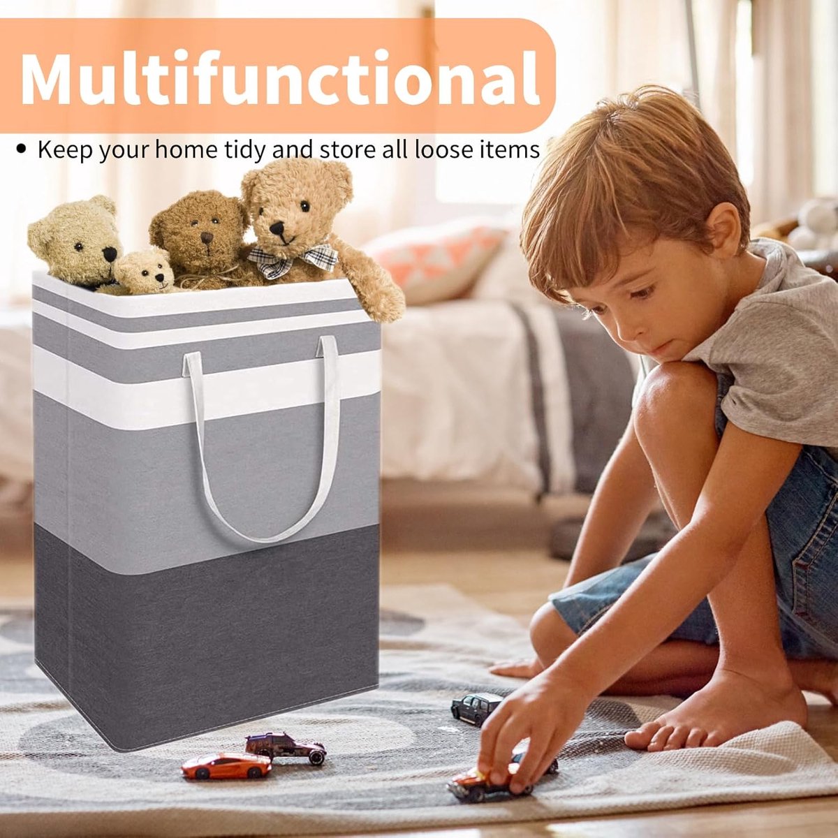Foldable laundry basket - Large capacity laundry bag - Laundry basket with handles - Laundry hamper for dirty laundry - Suitable for bedroom, bathroom, dormitory