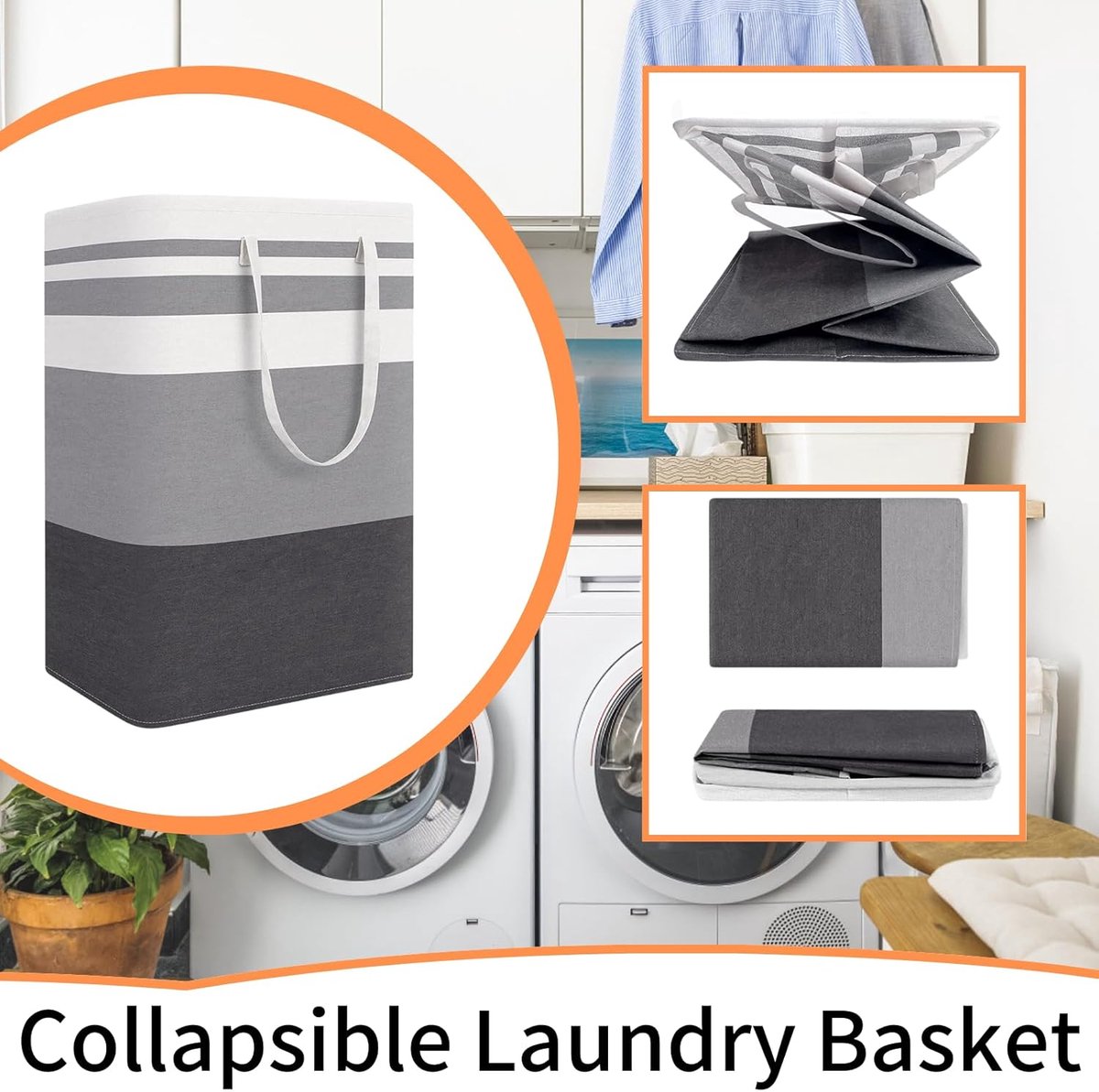 Foldable laundry basket - Large capacity laundry bag - Laundry basket with handles - Laundry hamper for dirty laundry - Suitable for bedroom, bathroom, dormitory