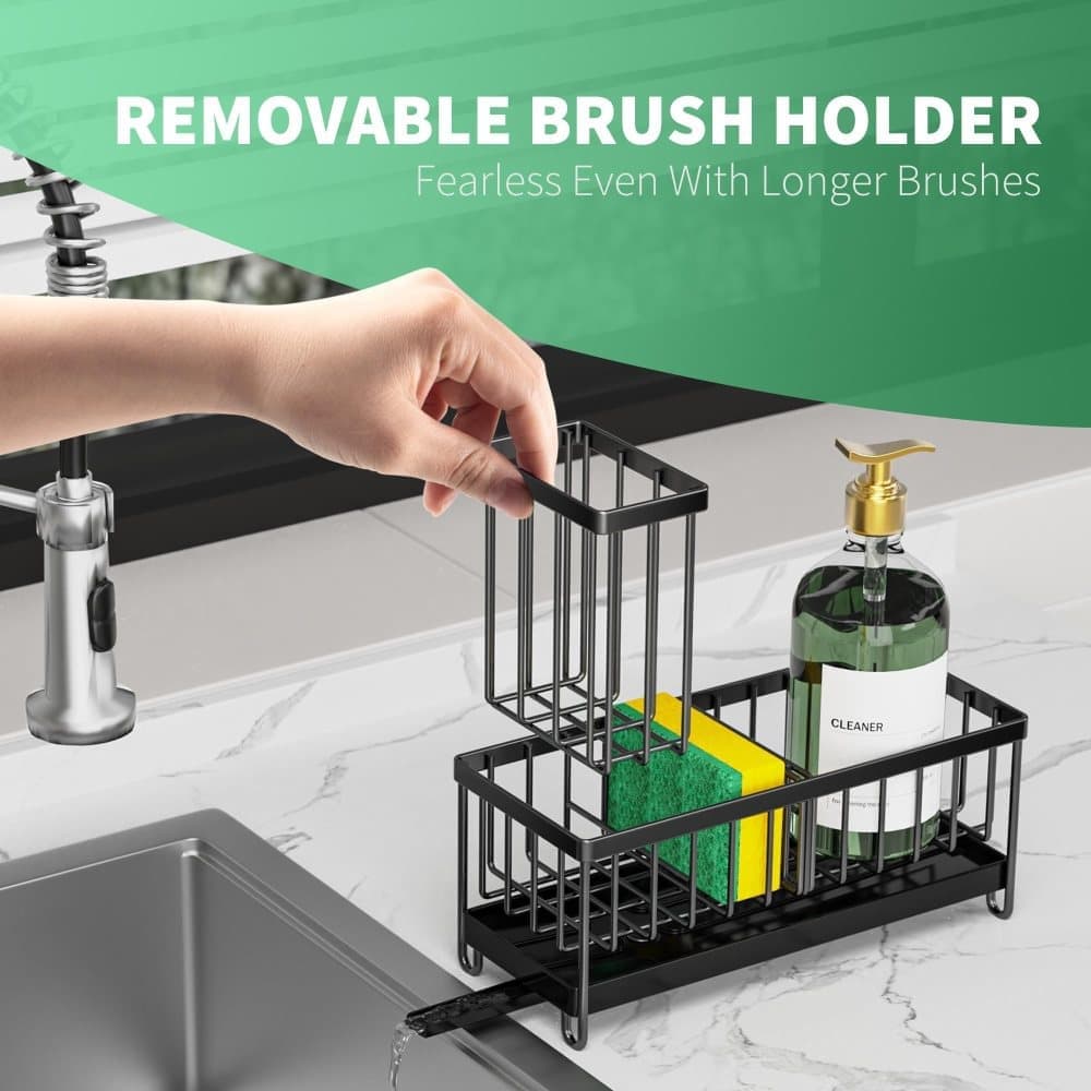 Carbon Steel Sink Caddy Organiser with Automatic Drainage Tray