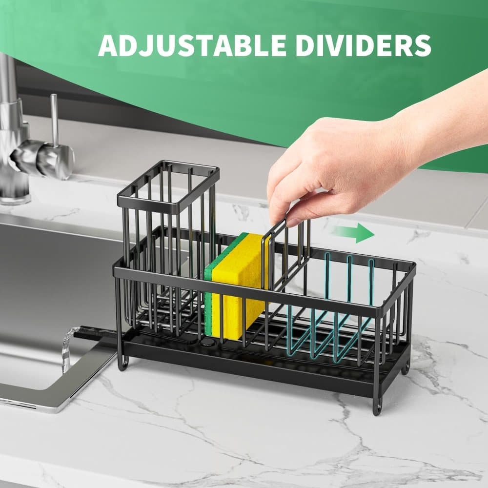 Carbon Steel Sink Caddy Organiser with Automatic Drainage Tray