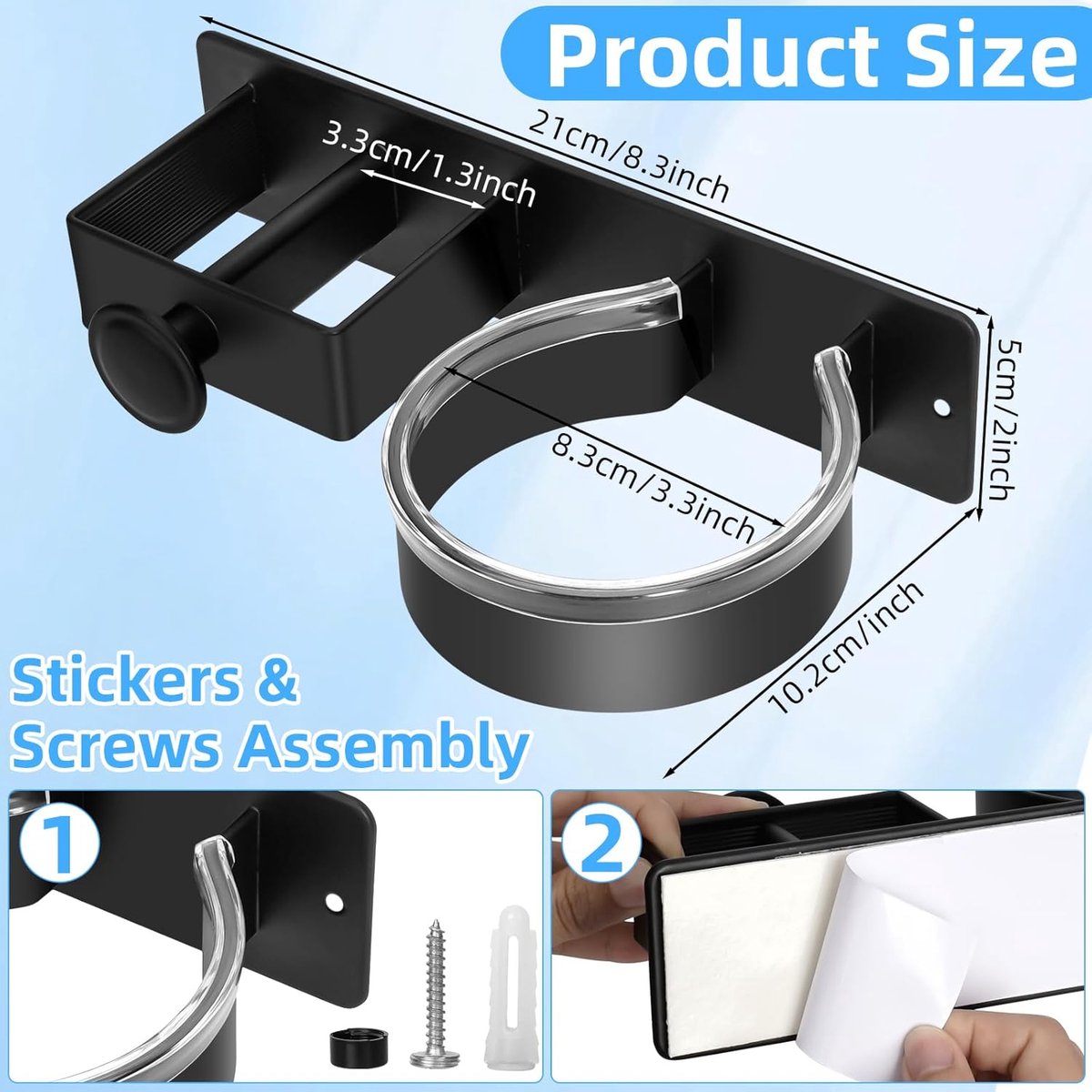 Hair Dryer Wall Bracket Holder - Hair Dryer - Hair Dryers - Hair Dryer Holders - Bathroom Hanging Rack - Hair Dryer Brush - Hair Dryer Holder - Wall Mount - Self-Adhesive - Universal - Hair Dryer - Wall Mount - For Hotel, Bathroom, Living Room, Barbershop