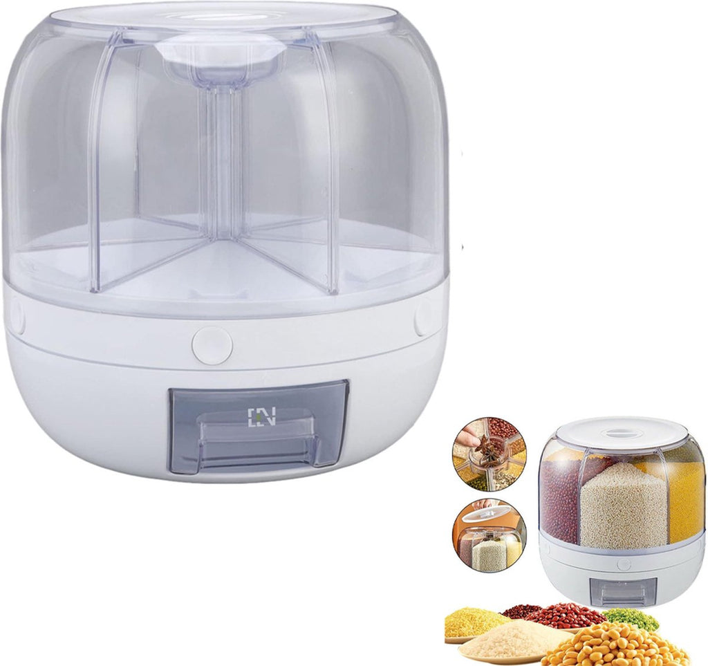 360° Rotating 6-Compartment Grain & Cereal Dispenser (5kg)