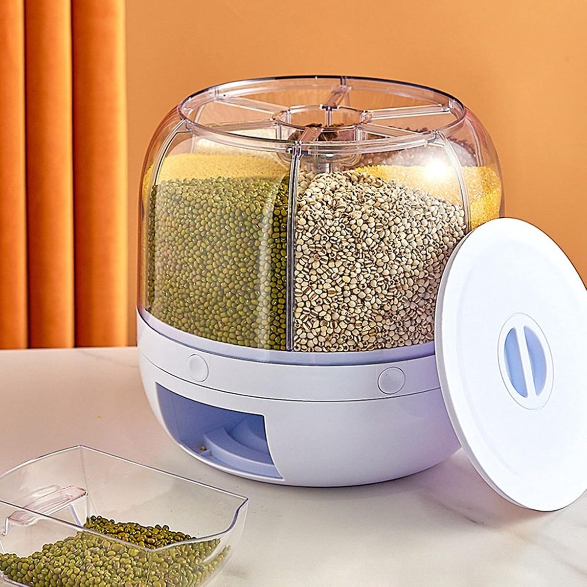 360° Rotating 6-Compartment Grain & Cereal Dispenser (5kg)