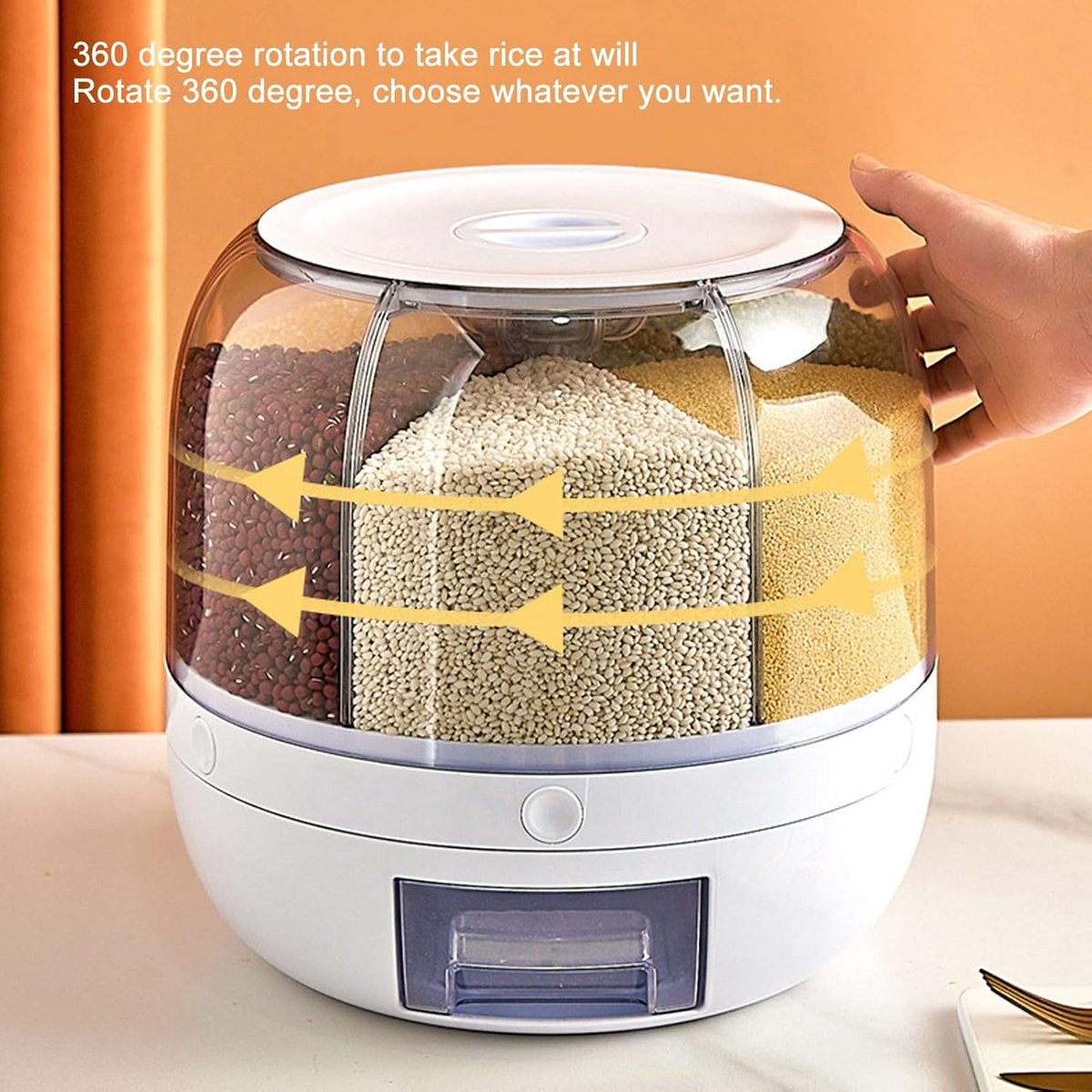 360° Rotating 6-Compartment Grain & Cereal Dispenser (5kg)