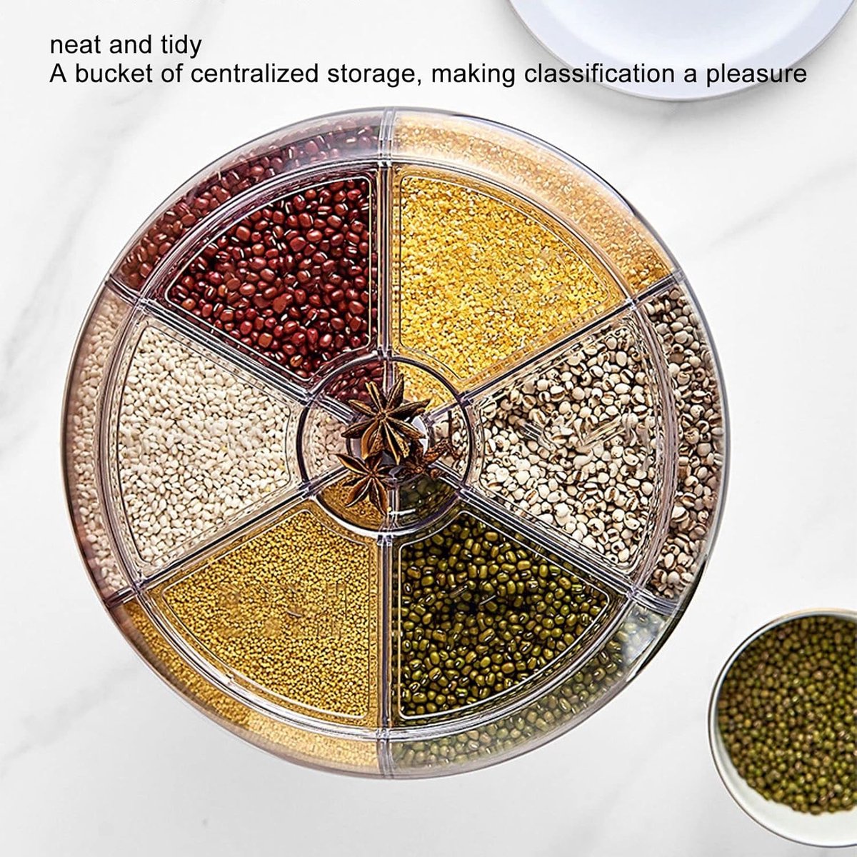 360° Rotating 6-Compartment Grain & Cereal Dispenser (5kg)