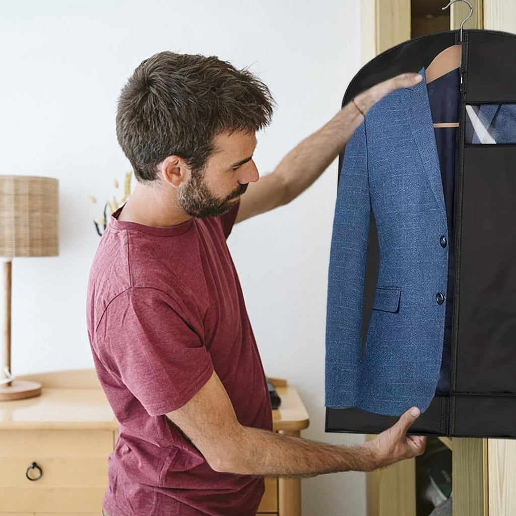 Garment Bags - 5 x Black Garment Bag with Zipper 60x150 - Garment Bags - Clothing Storage Bag - Protective Cover for Clothing - Storage Bags - Storage - Store/Organize Clothing - Waterproof - Dustproof - Viewing Window - Coat/Jacket/Costume Cover