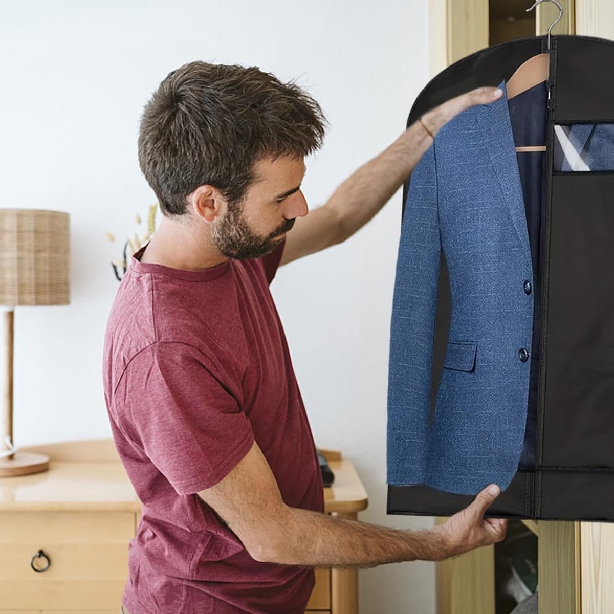 Garment Bags - 5 x Black Garment Bag with Zipper 60x150 - Garment Bags - Clothing Storage Bag - Protective Cover for Clothing - Storage Bags - Storage - Store/Organize Clothing - Waterproof - Dustproof - Viewing Window - Coat/Jacket/Costume Cover