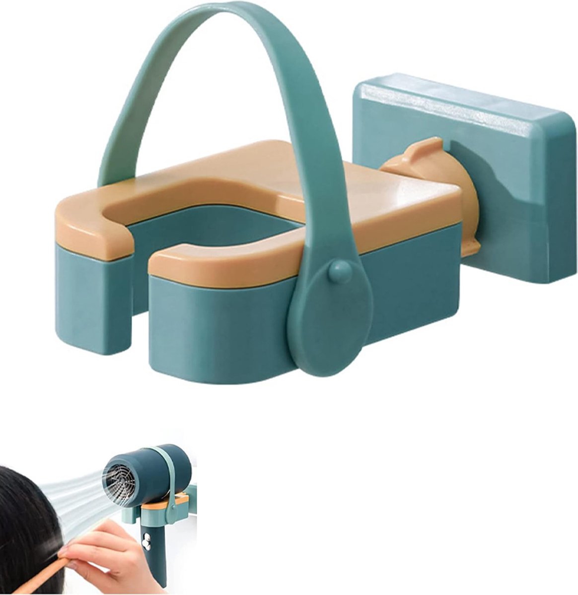Hair Dryer Holder - Hair Dryer Holder - Hair Dryer Holder - Blowdryer Wall Mount - Organizer For Your Hair Dryer - 180° Rotation - Hands-Free - Wall Mount - Self-Adhesive - Universal - For Hotel/Bathroom/Living Room/Hair Shop - Green