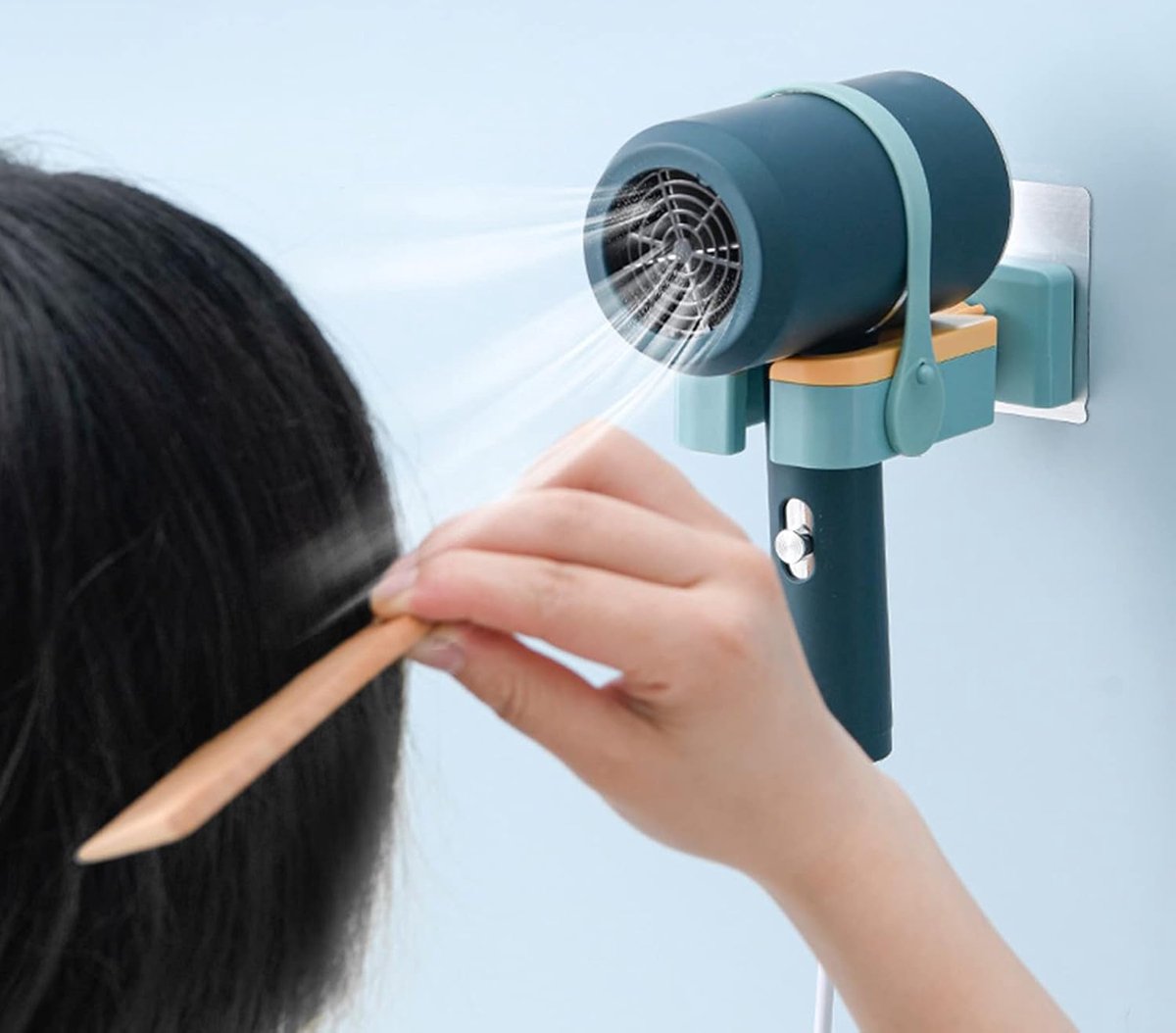 Hair Dryer Holder - Hair Dryer Holder - Hair Dryer Holder - Blowdryer Wall Mount - Organizer For Your Hair Dryer - 180° Rotation - Hands-Free - Wall Mount - Self-Adhesive - Universal - For Hotel/Bathroom/Living Room/Hair Shop - Green