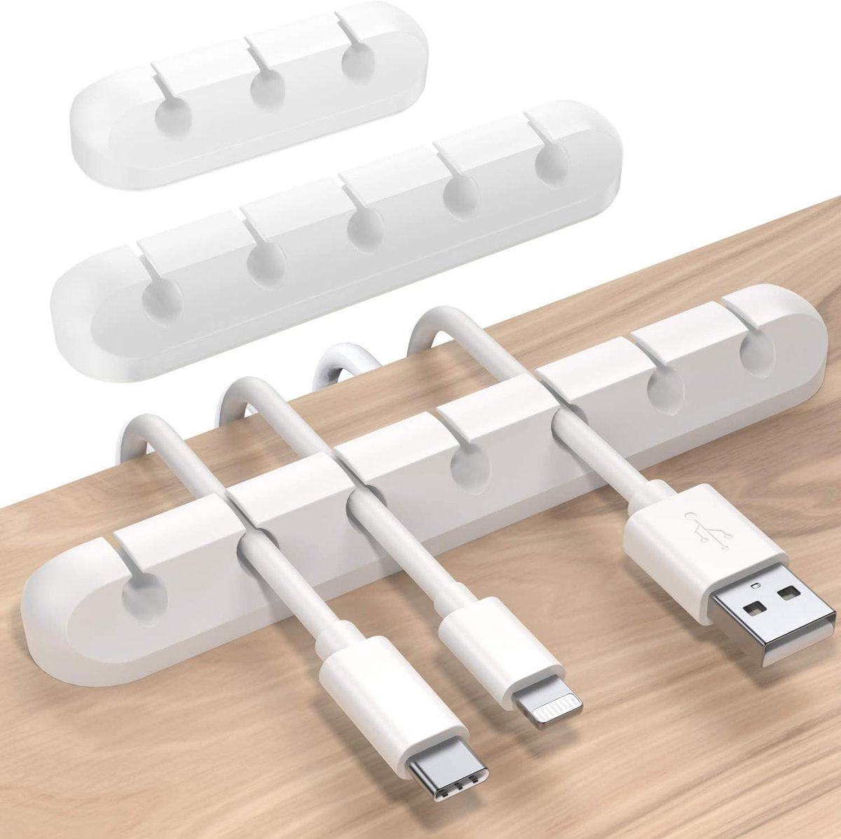 3-Piece Silicone Cable Organiser Set (3, 5 & 7 Slot - White)