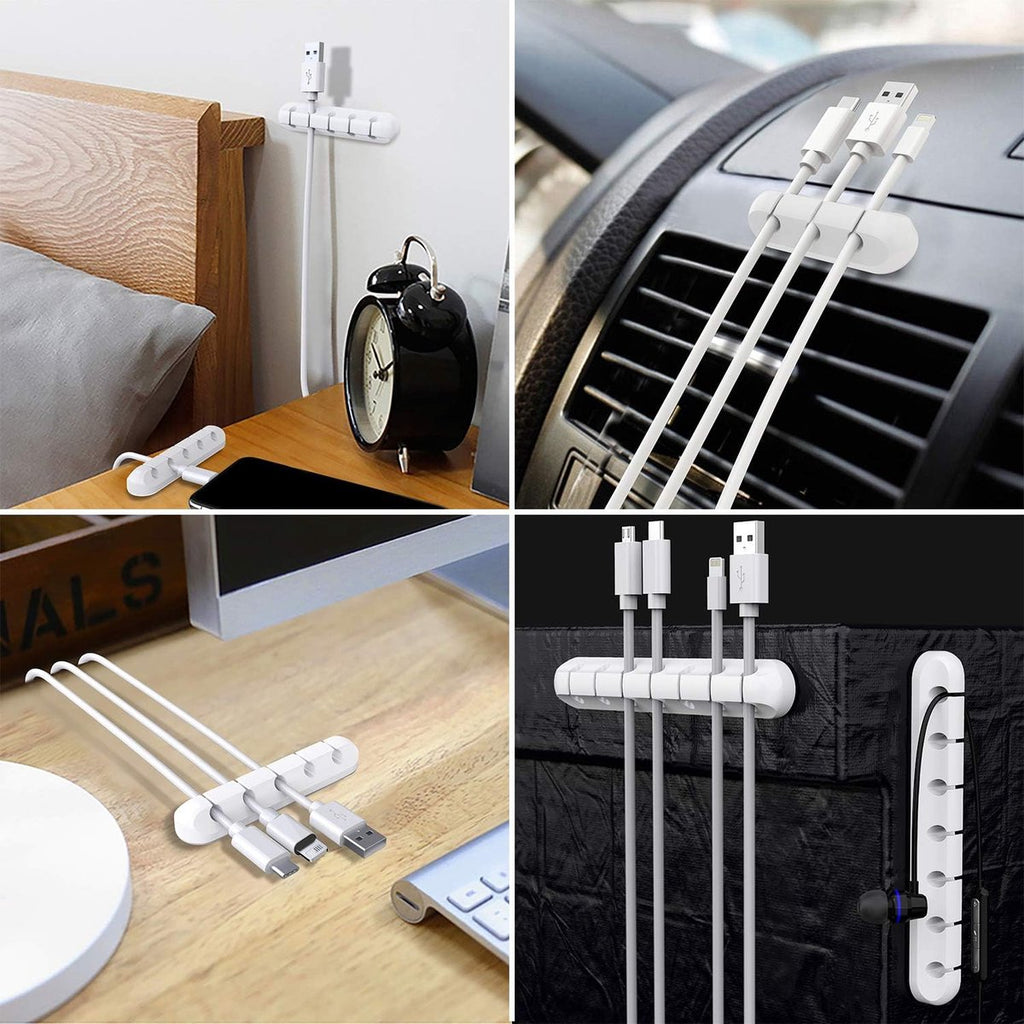 3-Piece Silicone Cable Organiser Set (3, 5 & 7 Slot - White)