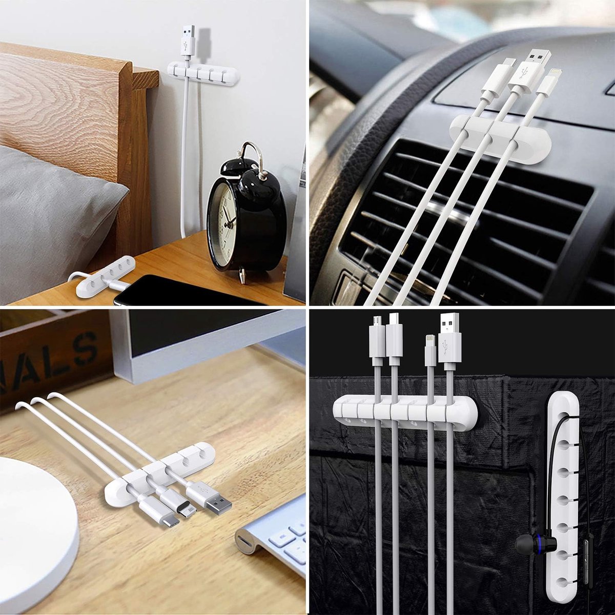 3-Piece Silicone Cable Organiser Set (3, 5 & 7 Slot - White)