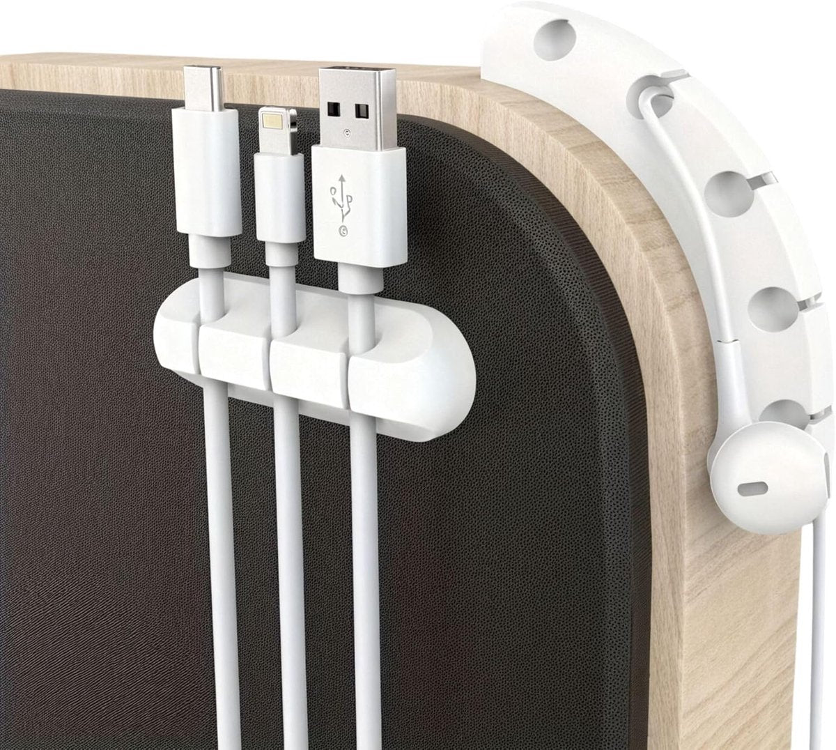 3-Piece Silicone Cable Organiser Set (3, 5 & 7 Slot - White)