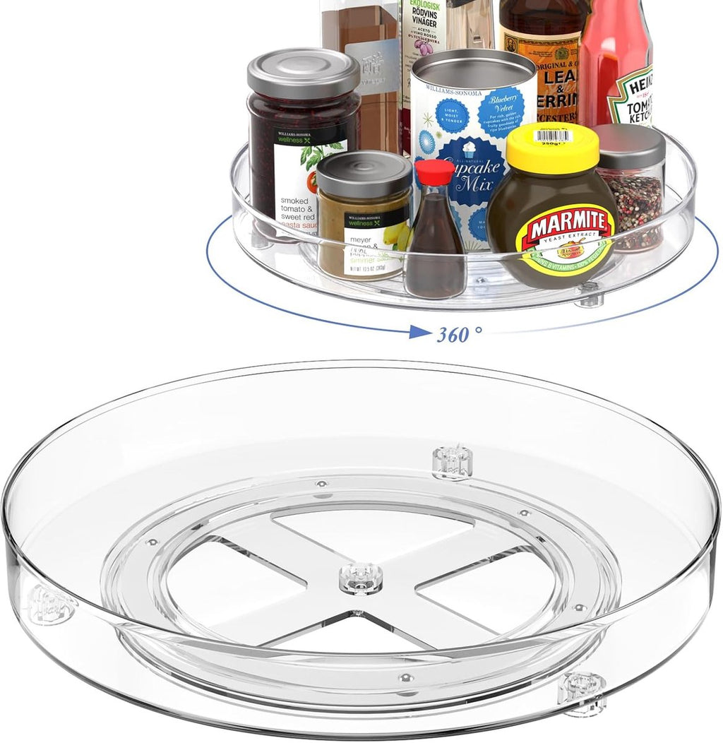 2-Pack 360° Rotating Organiser Turntable Set (27cm & 23.5cm)