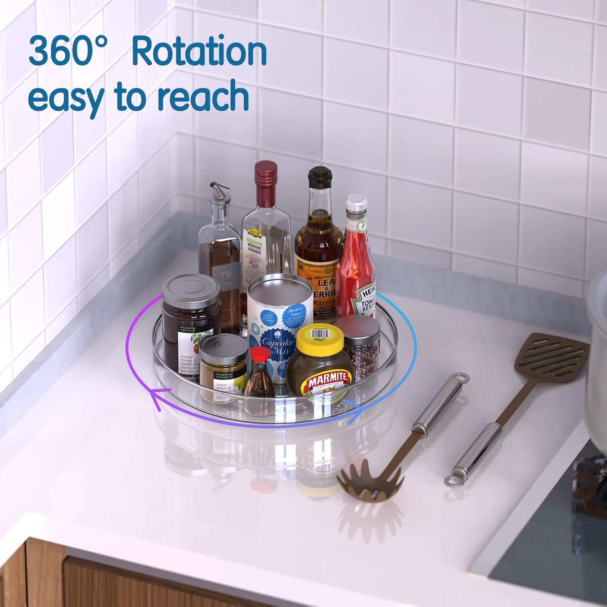 2-Pack 360° Rotating Organiser Turntable Set (27cm & 23.5cm)