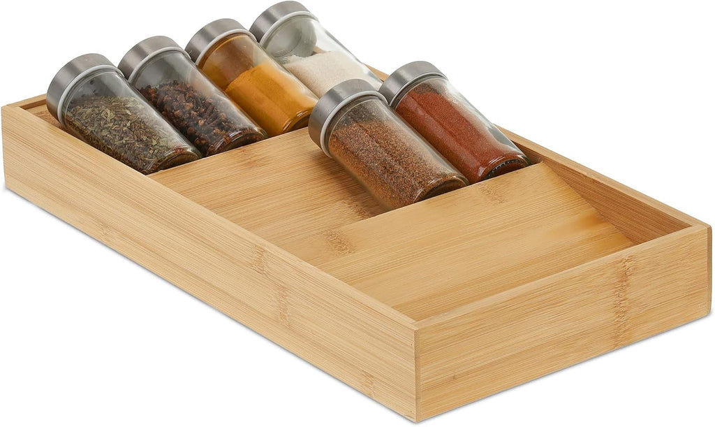 3-Tier Bamboo In-Drawer Spice Rack Organiser