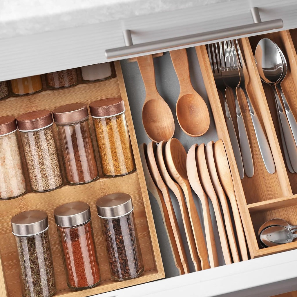 3-Tier Bamboo In-Drawer Spice Rack Organiser