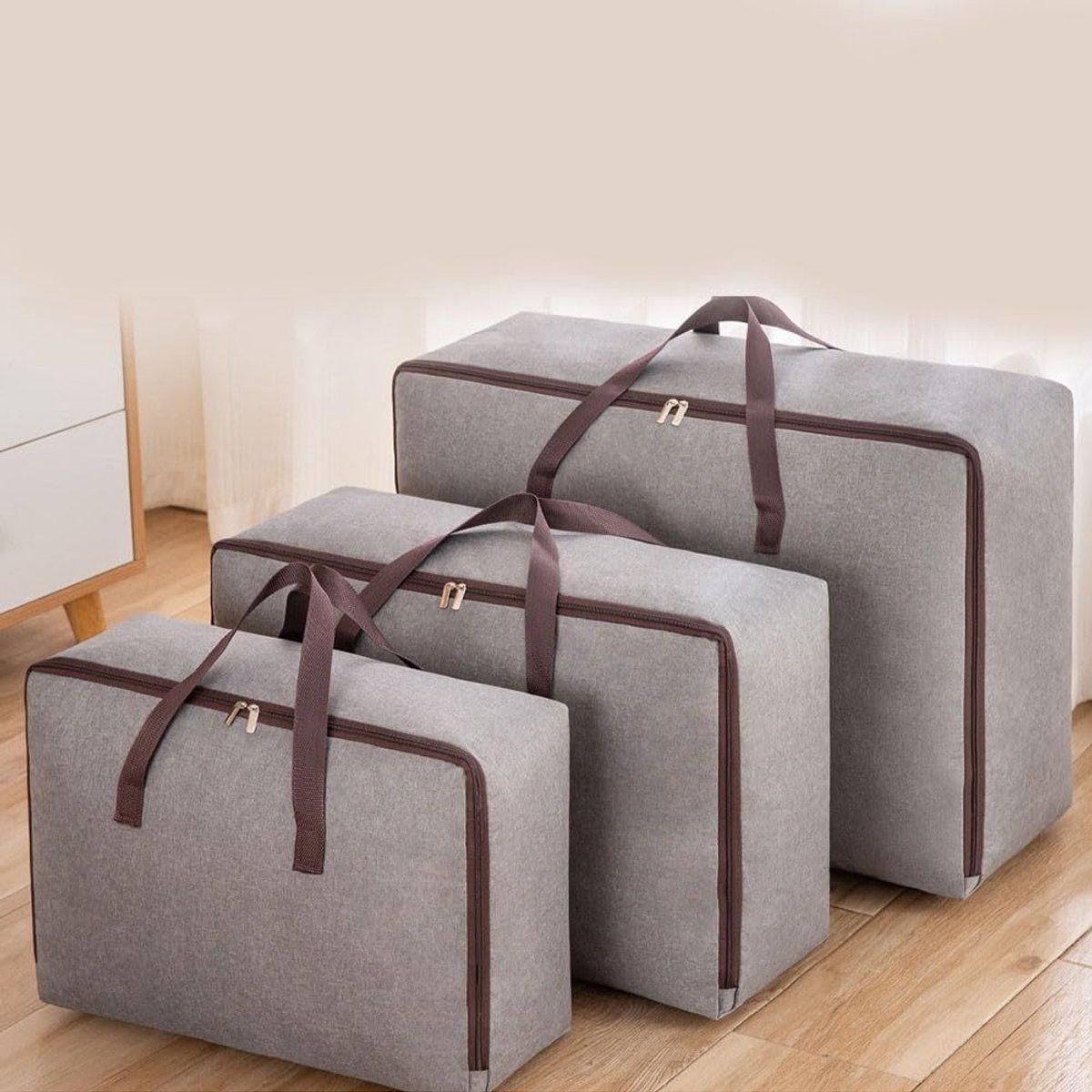 1 large zippered storage bag, Oxford fabric storage bags, Transport bags, Other under, bed storage bags for bedding, grey