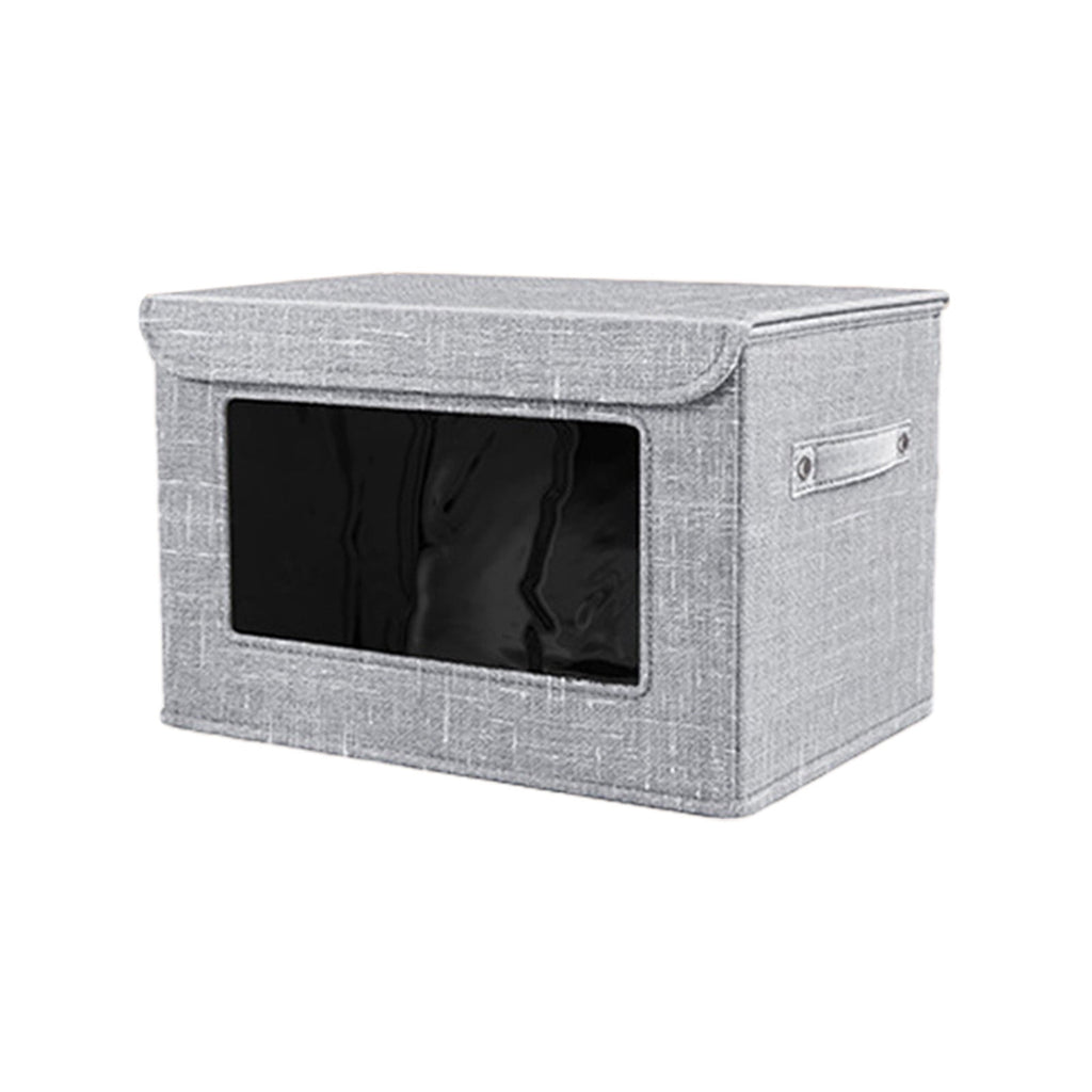 Clothes Storage Bins, Foldable Storage Bin for Clothes, Clothing Storage Bins with Lid, Linen Storage Box with Clear Window＆ Zippers＆ Sturdy Handles M