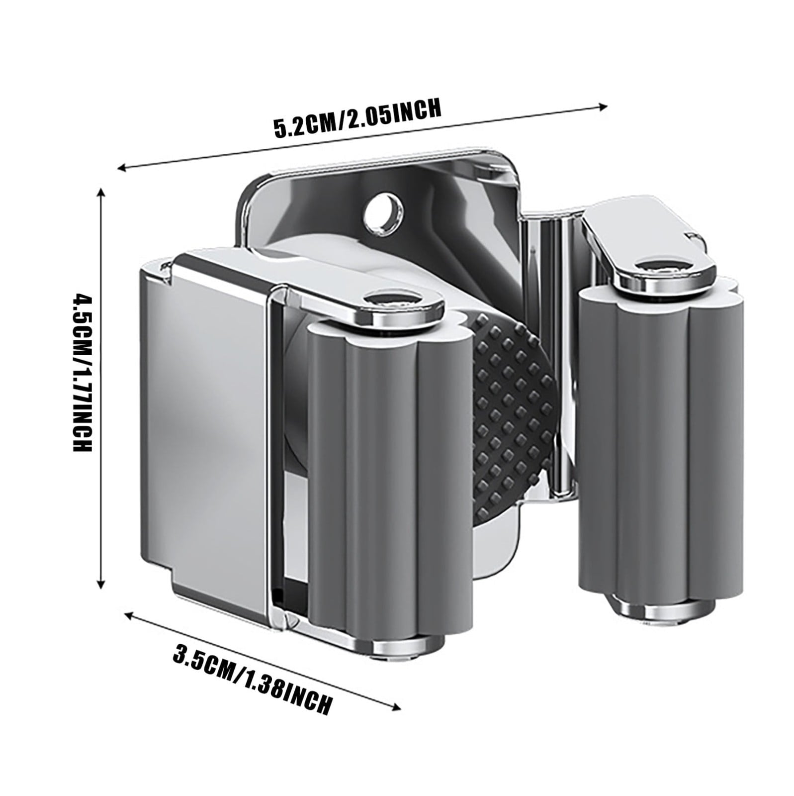 Broom Holder Wall Mount, Mop and Broom Holder Wall Mount, Stainless Steel Command Broom Holder with Screws, Garden Tool Storage Organizer for Kitchen, Home, Bathroom, Garage, 1 Pcs, 2.05x1.77x1.38 2.05" x 1.77" x 1.38" Silver