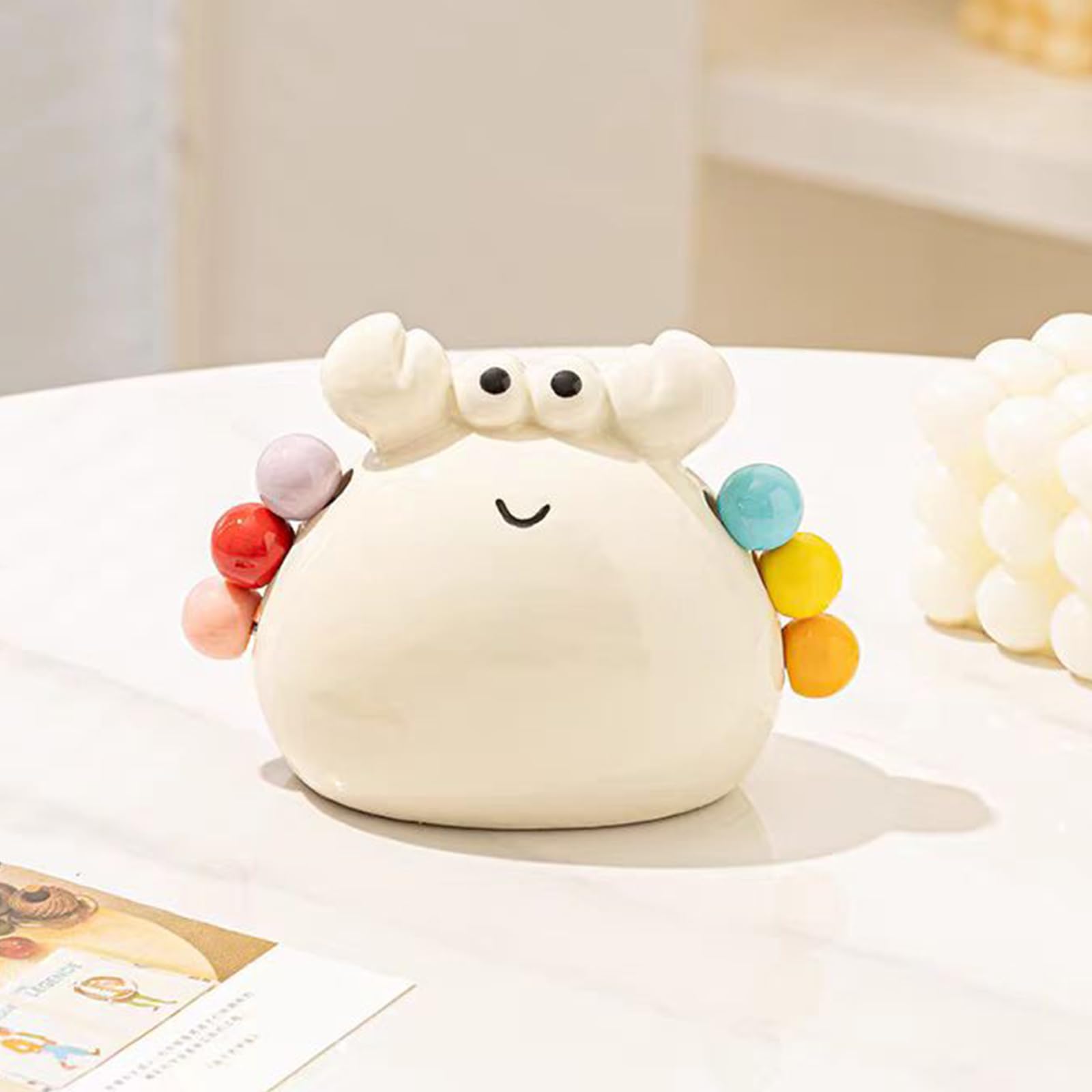 Crab Figurine - Home Decor Living Room - Animal Figurines - Home Accessories - Table Decoration - Bedroom Accessories - Gift For Her - Decoration - Funny Gadgets - Design Ornament - Windowsill Decoration - White - 1 Piece