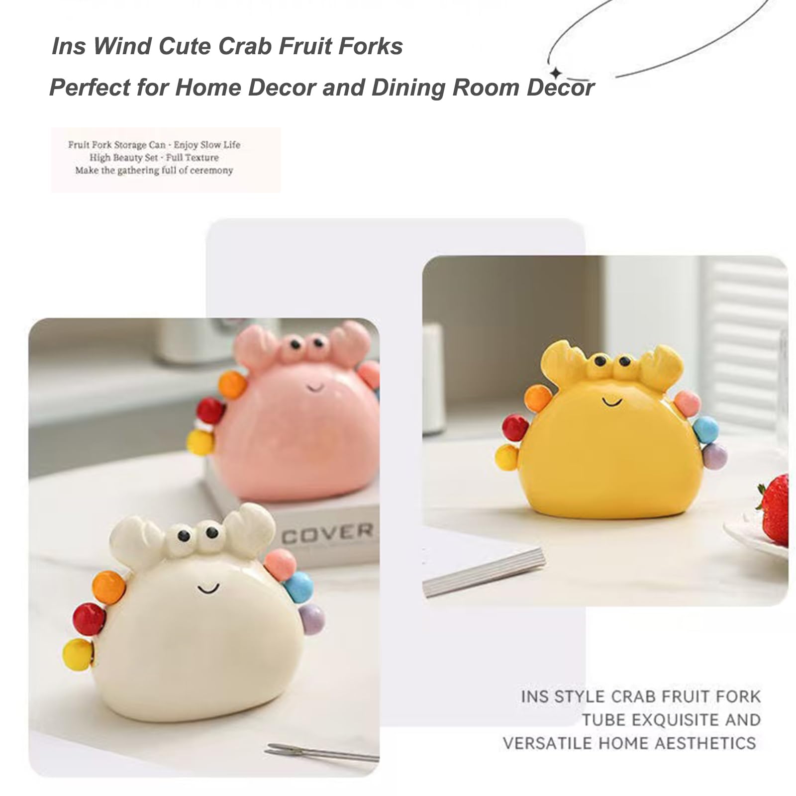 Crab Figurine - Home Decor Living Room - Animal Figurines - Home Accessories - Table Decoration - Bedroom Accessories - Gift For Her - Decoration - Funny Gadgets - Design Ornament - Windowsill Decoration - White - 1 Piece