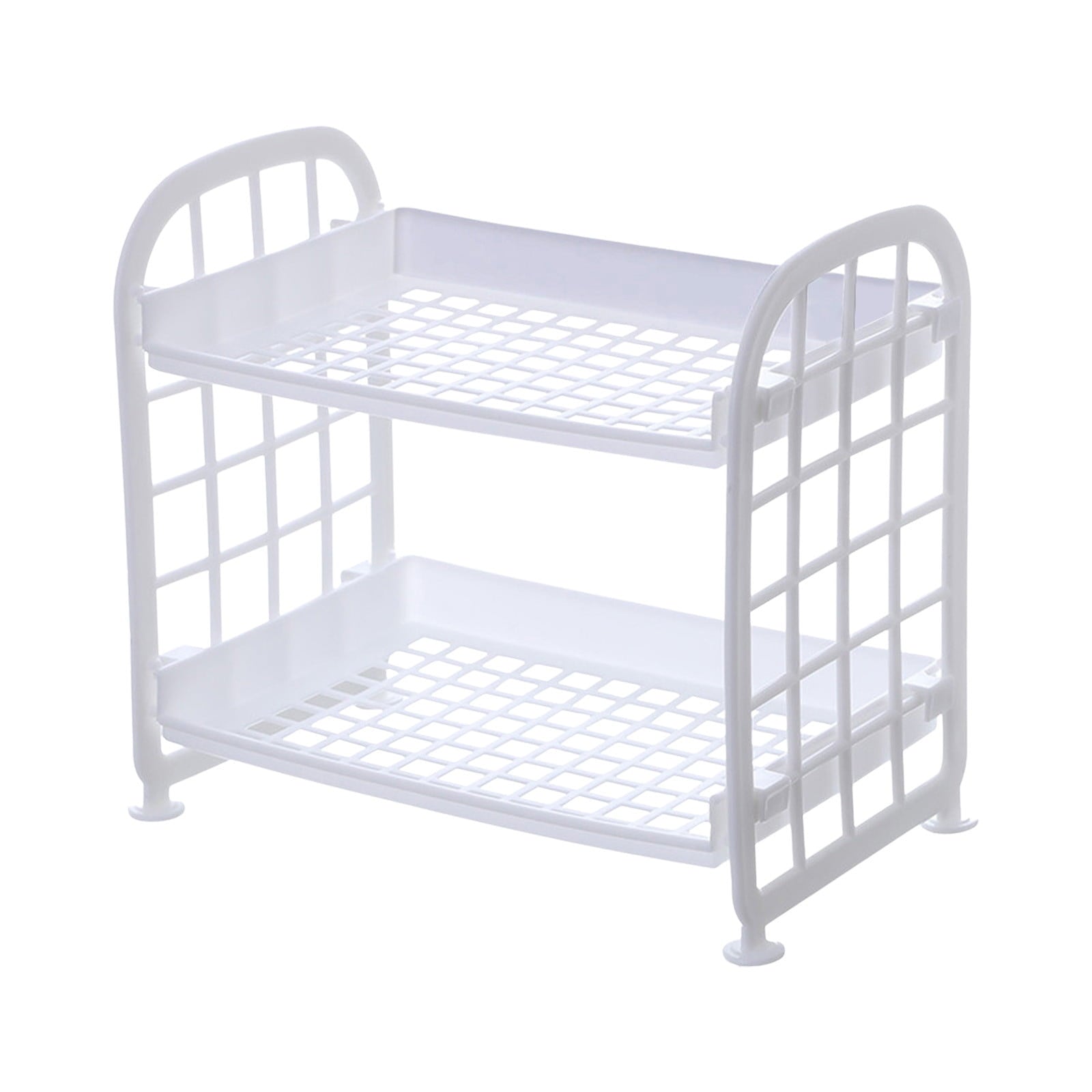 2-Layers Table Shelf Organizer, Plastic Storage Rack, Stand Table Storage Shelves, Kitchen Storage Rack, Sink Chopsticks Storage Rack, Countertop Drainage Rack, Filter Bowl Racks White