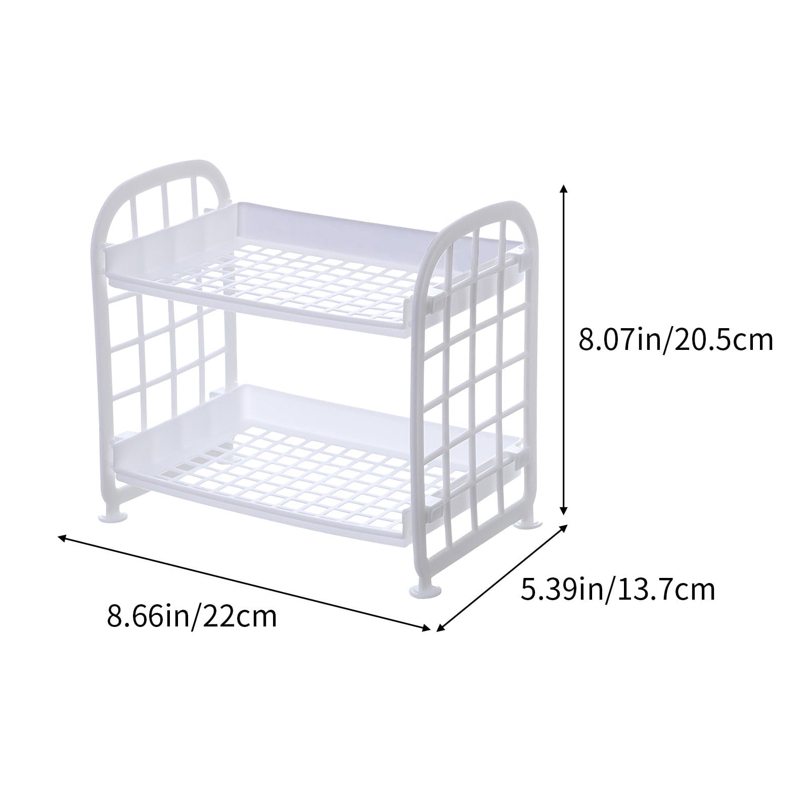 2-Layers Table Shelf Organizer, Plastic Storage Rack, Stand Table Storage Shelves, Kitchen Storage Rack, Sink Chopsticks Storage Rack, Countertop Drainage Rack, Filter Bowl Racks White