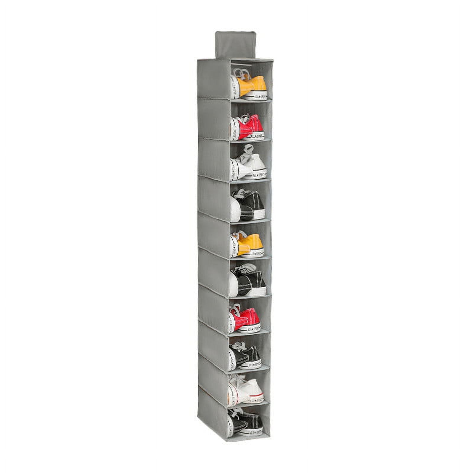 Hanging Shoe Organizer 10 Shelf, Hanging Shoe Shelves, Hanging Shoe Organizer for Closet Hanging Shoe Rack Hat Rack Hanging Closet Hat Shelf Hanging Shoe Holder Shoe and Hat Holder Storage 49×12×5.9 in Gray