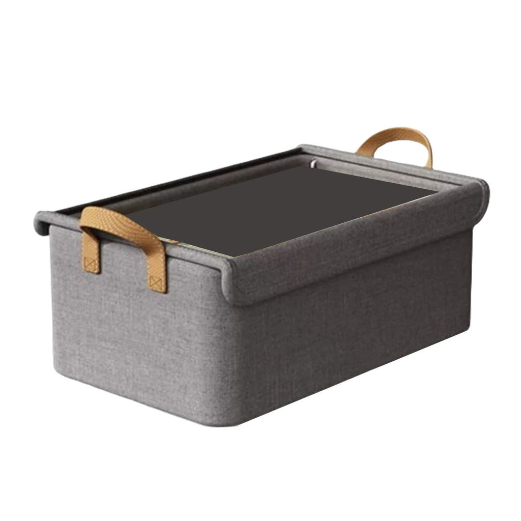 Large Foldable Fabric Storage Box with Lid & Handles (Grey)