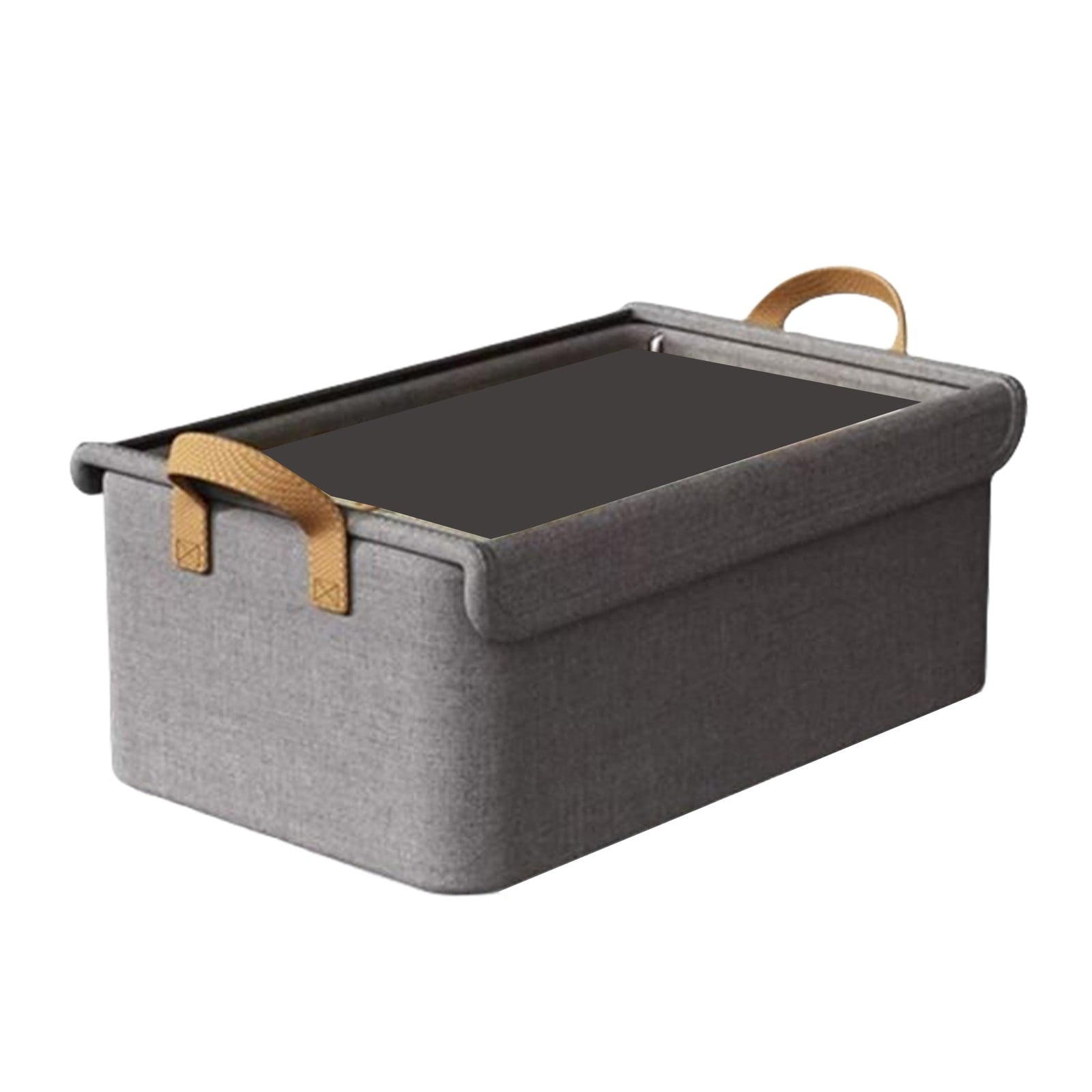 Large Foldable Fabric Storage Box with Lid & Handles (Grey)